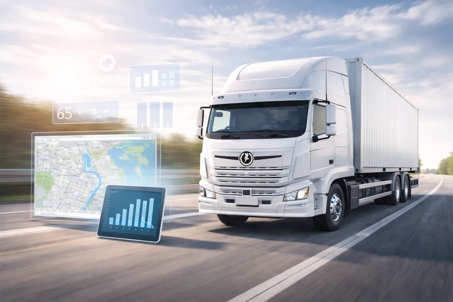 Connected commercial vehicle with telematics data overlay