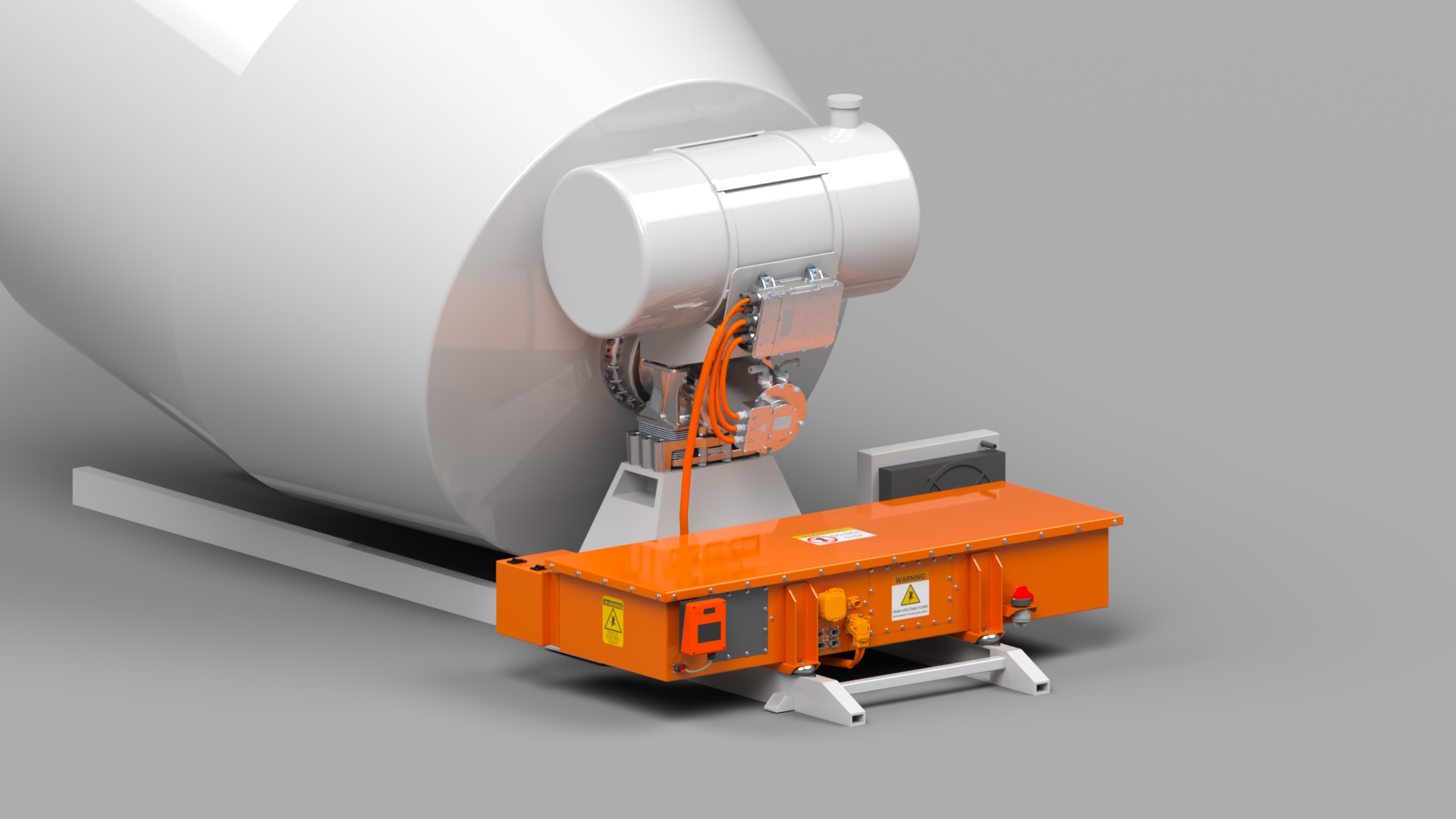 eAgitator unit mounted on subframe with bowl